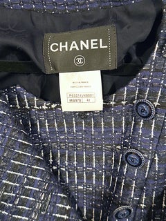 Chanel Spring 2016 Navy Blue Fantasy Tweed Size 42 Metallic Jacket