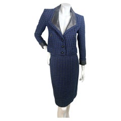 Chanel Spring 2016 Tweed & Leather Skirt Suit Set