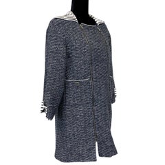 CHANEL- Spring 2017 Fantasy Tweed Coat - Navy & White - 38 US 6 NWT