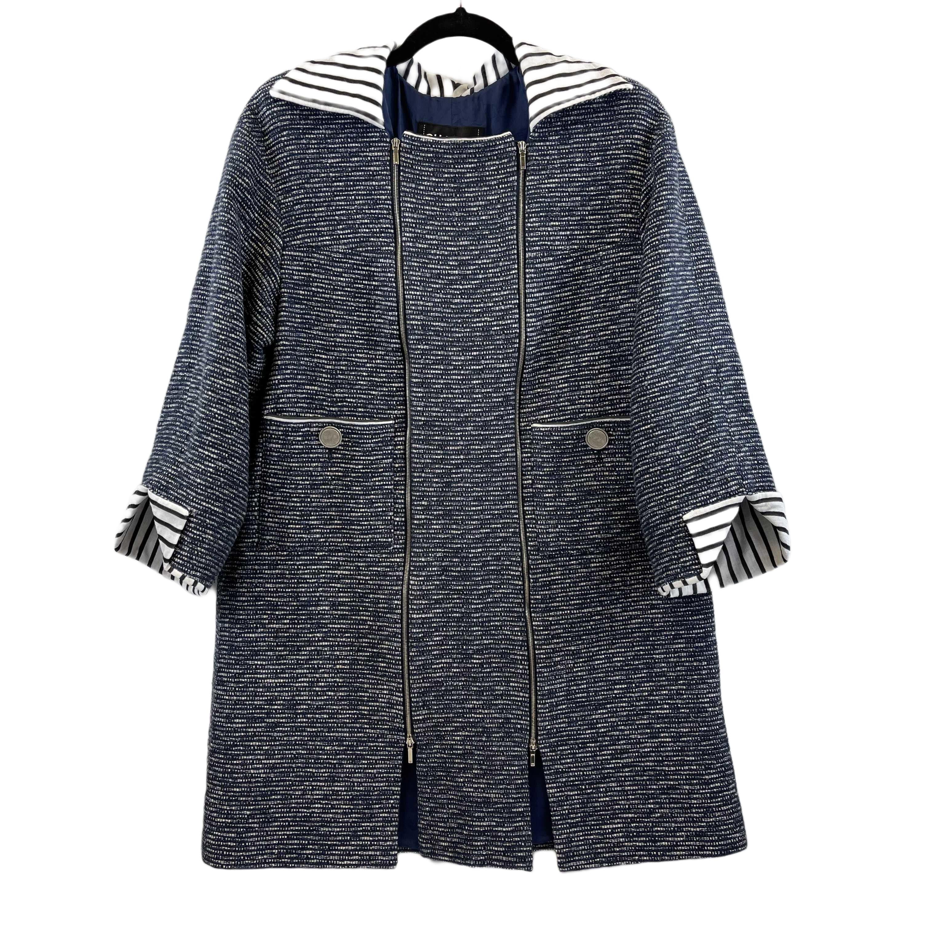 CHANEL- Spring 2017 Fantasy Tweed Coat - Navy & White - 38 US 6 NWT For Sale 1