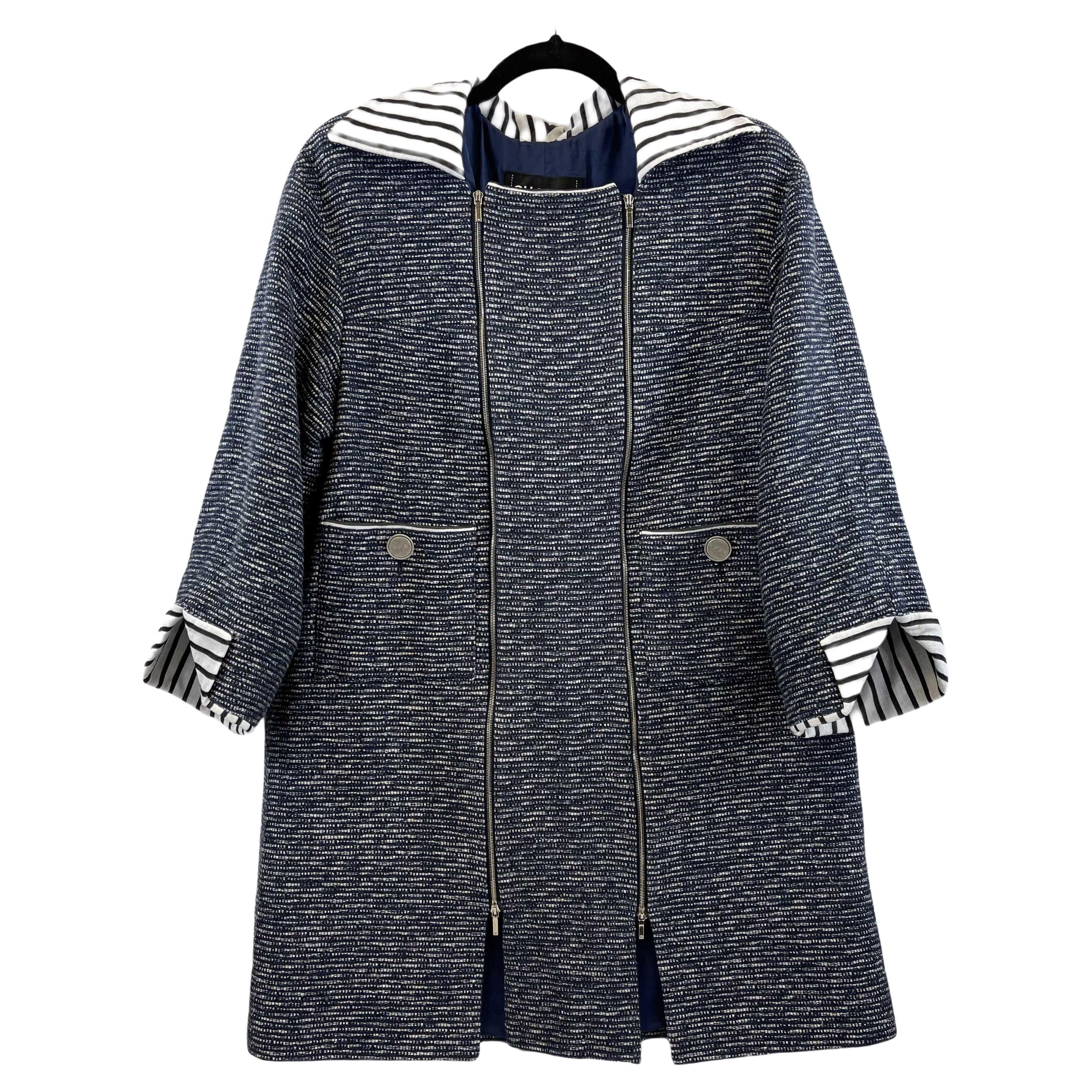 CHANEL- Spring 2017 Fantasy Tweed Coat - Navy & White - 38 US 6 NWT For Sale