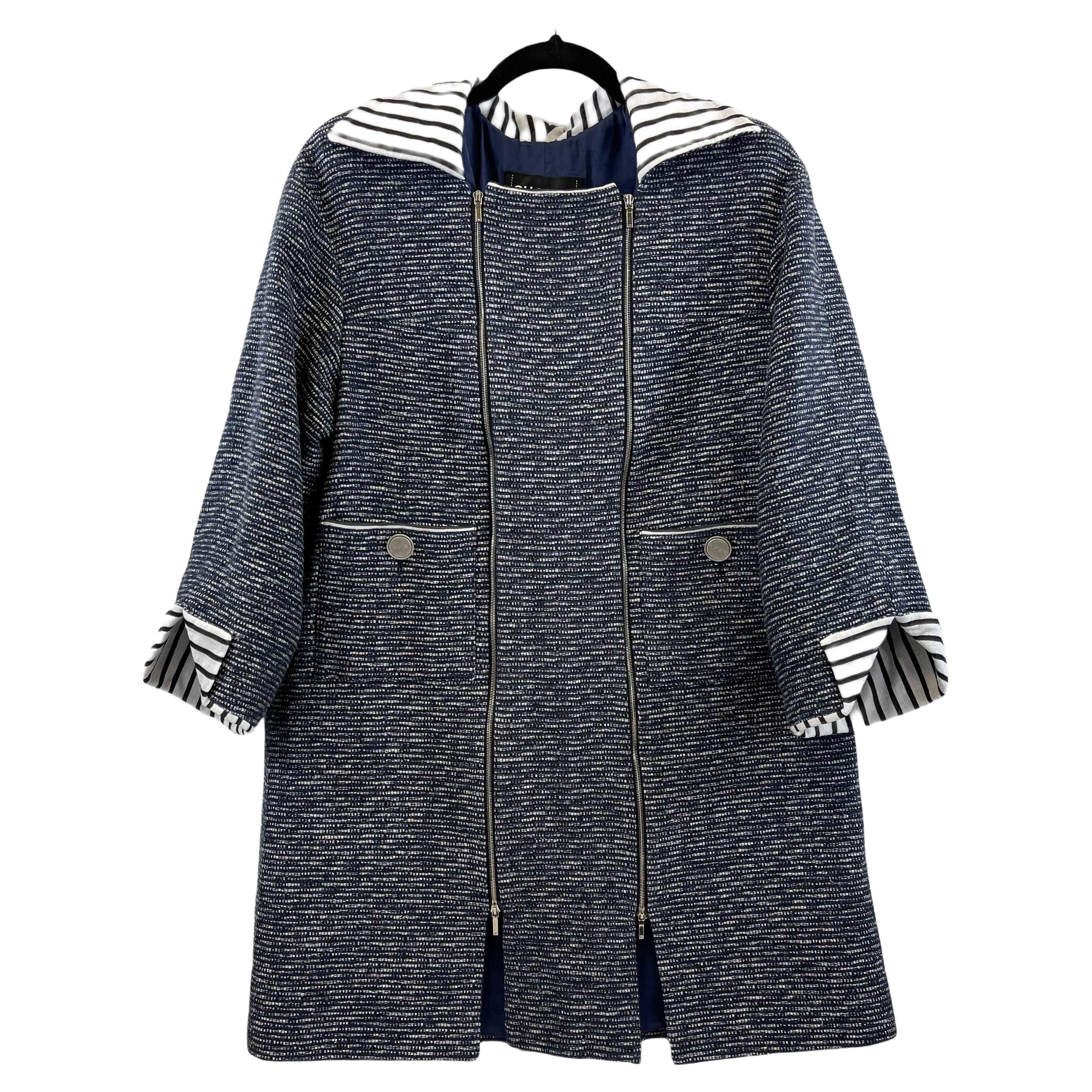 Chanel- Spring 2017 Fantasy Tweed Coat - Navy & White - 38 US 6 Nwt