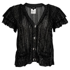 Chanel Spring 2018 Black & Gold Frill Sleeve Cardigan