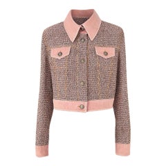 CHANEL Spring 2018 Iconic Ad Campaign Pink Tweed & Denim Jacket 38 FR