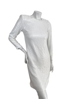 Chanel Spring 2018 (Karl Lagerfeld) Ivory Sequin Shift Dress FR 34