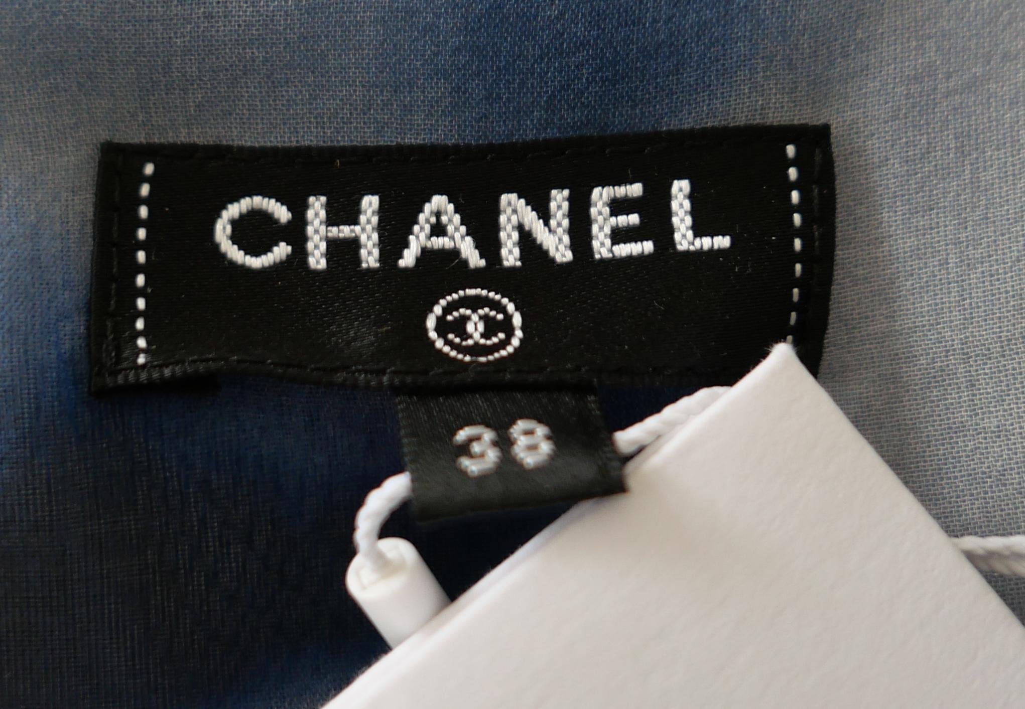 Chanel Spring 2018 - Mini robe en soie frangée imprimée ciel en vente 4