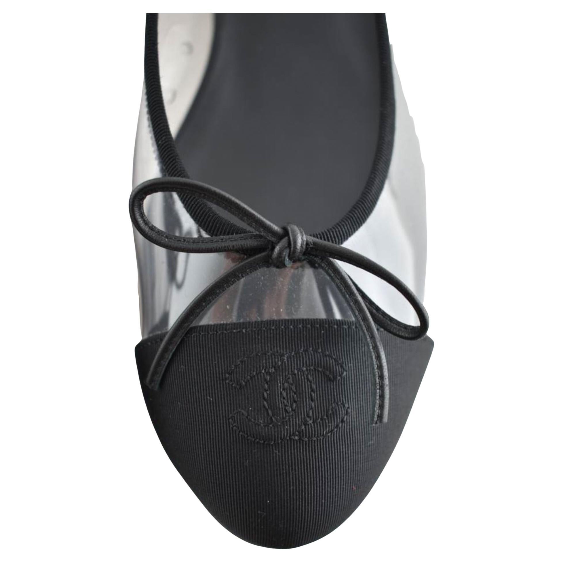 Black Chanel  Spring 2018 Transparent Clear Naked Ballet Flats 41 For Sale