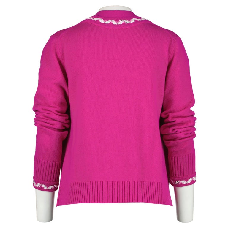 Chanel Spring 2021 Fuchsia Cashmere Cardigan - Size 36 at 1stDibs