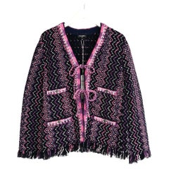 Chanel Spring 2021 Navy & Pink Knit Jacket 21P