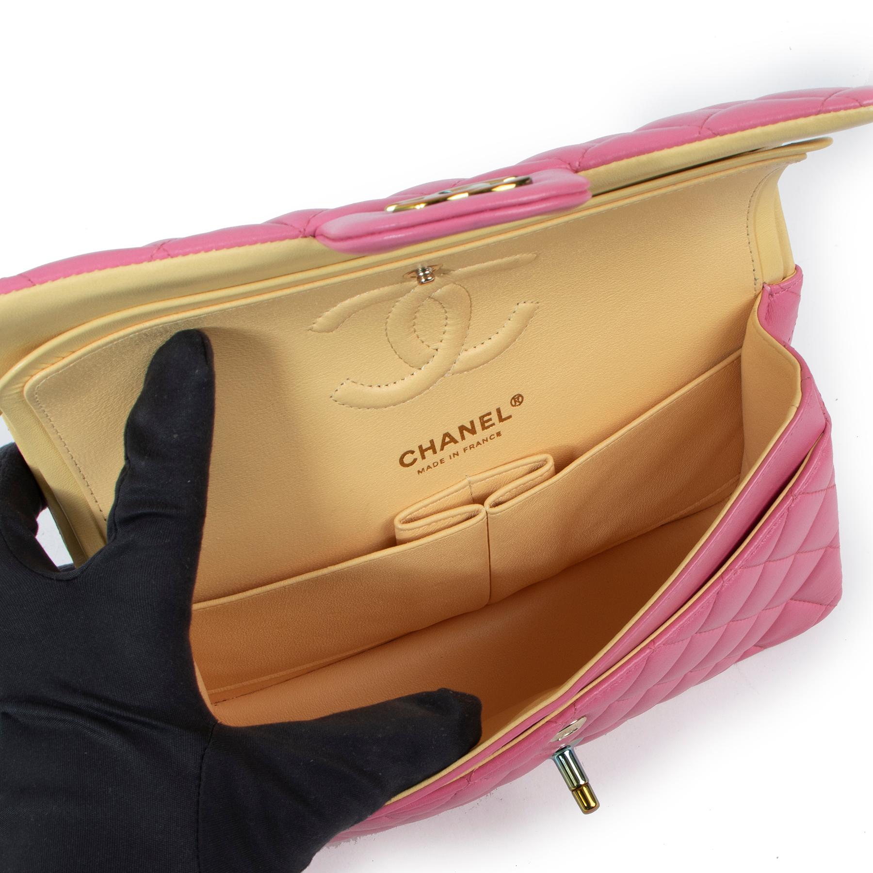 Chanel Frühling 2021 Rosa Kleine Regenbogen Classic Flap Tasche (Pink) im Angebot