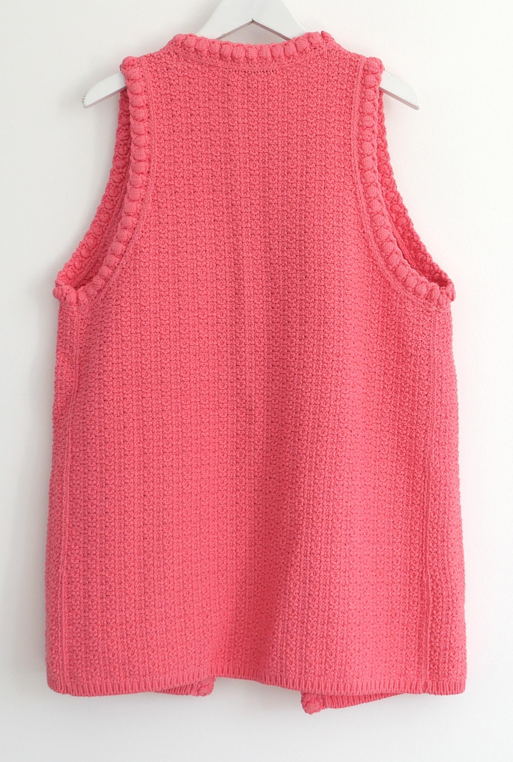 Donna Chanel primavera 22S Giacca senza maniche in maglia rosa corallo in vendita