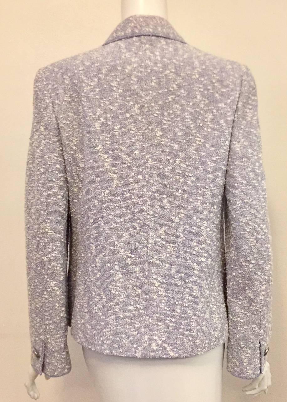 Beige Chanel Spring Cotton/Wool Tweed Blend Pale Lavender Double Breasted Jacket 