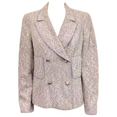Chanel Spring Cotton/Wool Tweed Blend Pale Lavender Double Breasted Jacket