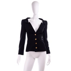 Chanel Spring Summer 2001 Black Wool Blazer Jacket