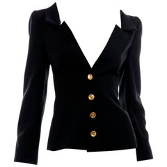 Chanel Spring Summer 2001 Black Wool Blazer Jacket