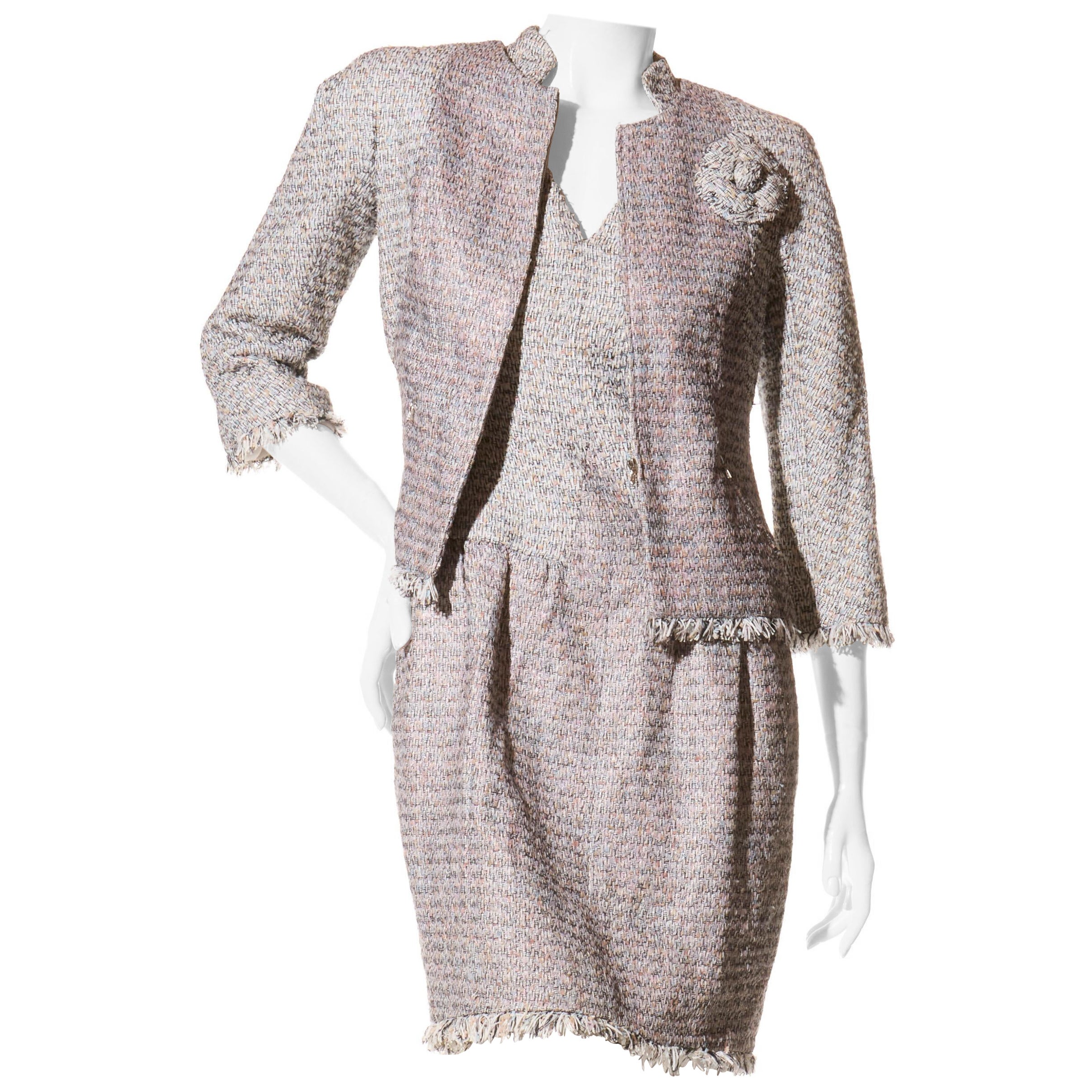 Chanel Spring/Summer 2010 Pastel Tweed Dress & Jacket Set FR 36 / US 4