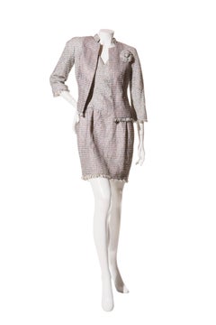 Chanel Primavera/Verano 2010 Conjunto de vestido y chaqueta de tweed en tonos pastel FR 36 / US 4