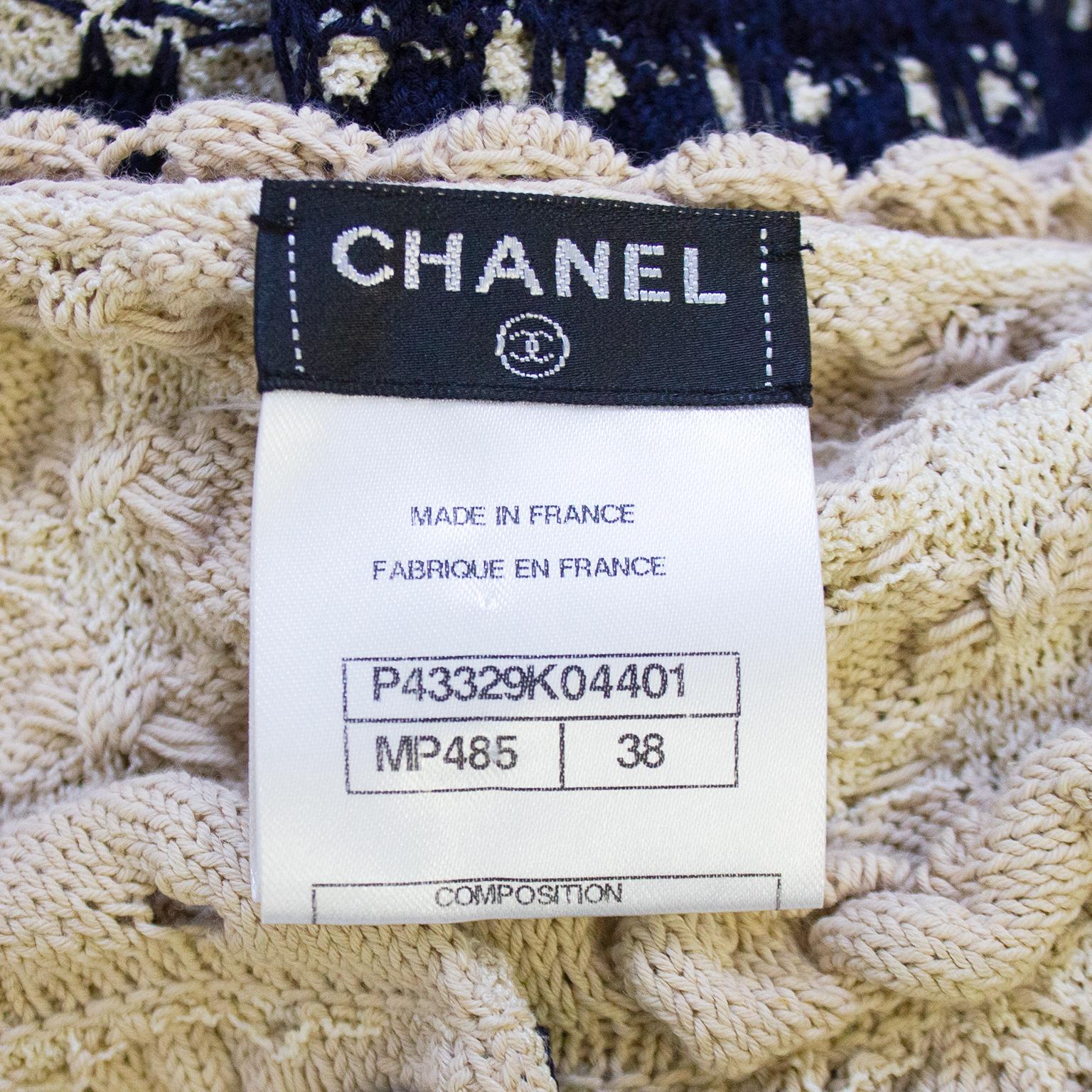Chanel Spring/Summer 2012 Beige and Navy Knit Dress  For Sale 1