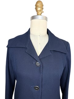 Chanel Spring/Summer 2015 Navy Cotton Knit Silk-Lined Jacket FR 34 With Tags