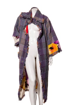 Chanel Spring/Summer 2015 Runway Reversible Crepe de Chine & Tweed Coat Size 36