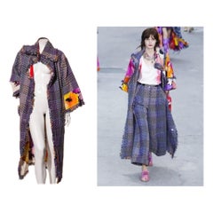 Chanel Spring/Summer 2015 Runway Reversible Crepe de Chine & Tweed Coat Size 36