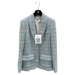 Chanel Spring-Summer 2016 Light Blue Multicolor Tweed Blazer Sz.38
