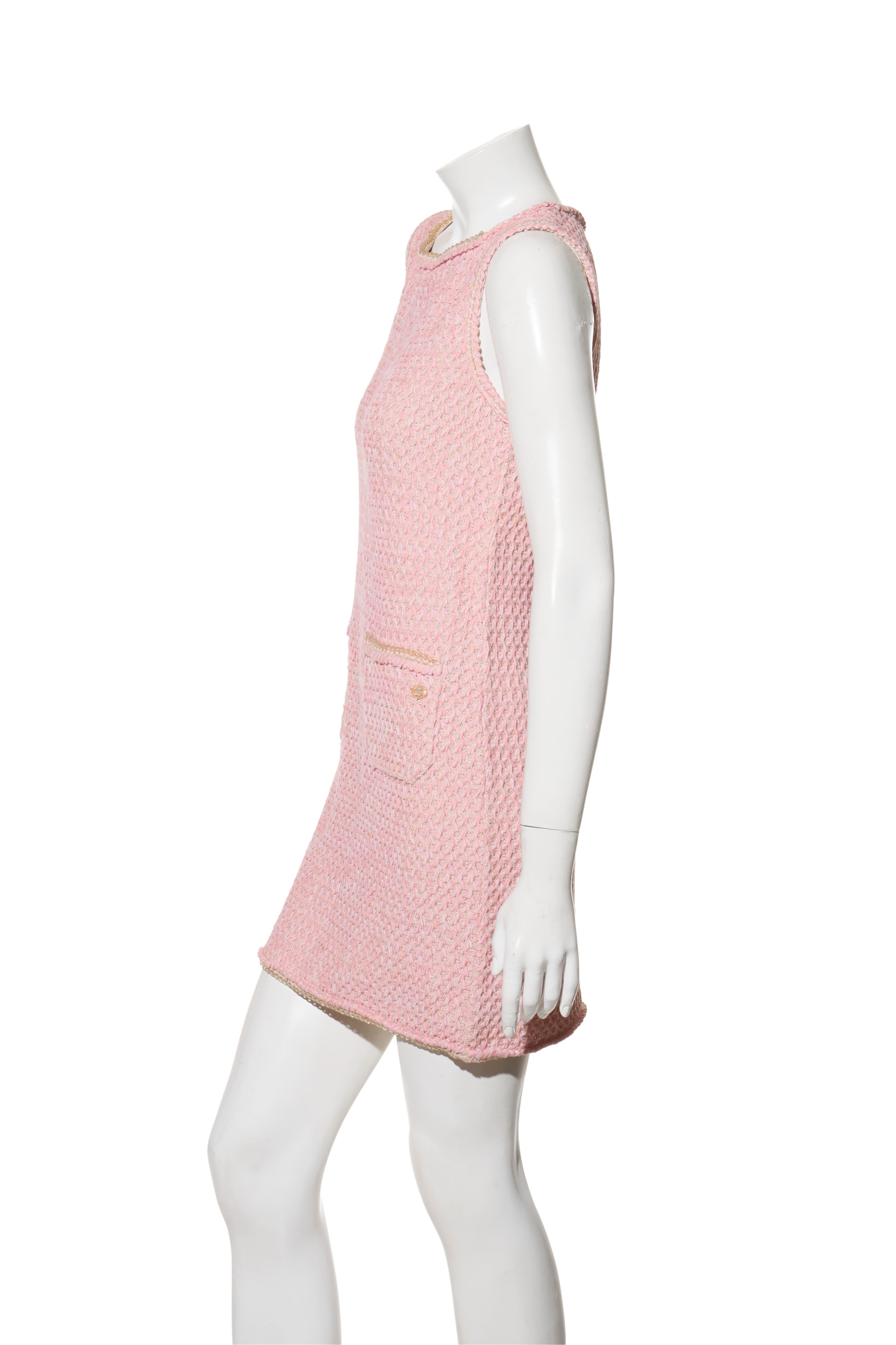 Chanel Spring/Summer 2017 Pink Tweed Mini Dress FR 36 / US 4 Collectors Piece In Excellent Condition For Sale In Woodland Hills, CA