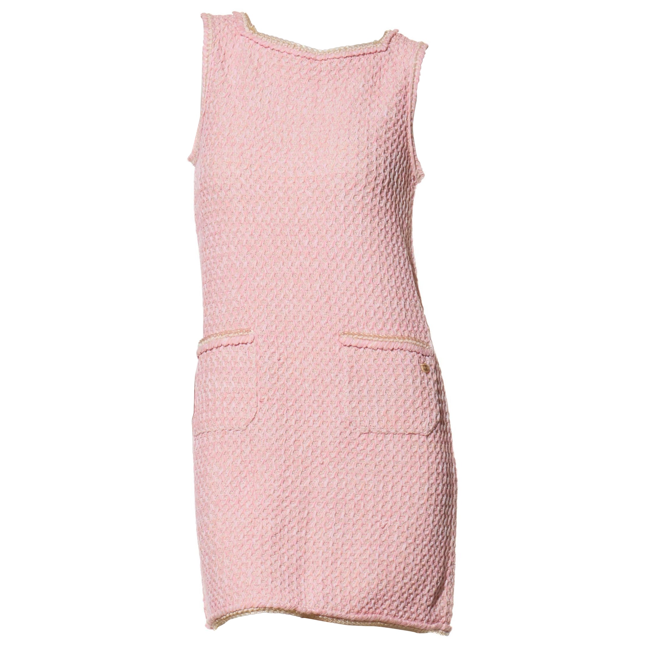 Chanel Spring/Summer 2017 Pink Tweed Mini Dress FR 36 / US 4 Collectors Piece For Sale