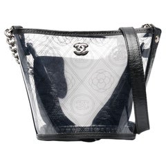 Chanel Spring Summer 2018 Transparent Clear PVC Camellia Small Mini Bucket Bag 
