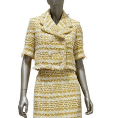 Chanel Spring-Summer 2018 Yellow Ivory Tweed Skirt Suit Sz. FR 36