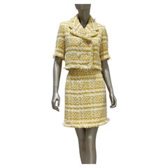 Chanel Spring-Summer 2018 Yellow Ivory Tweed Skirt Suit Sz. FR 36