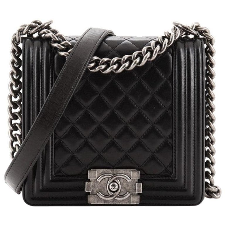 Chanel Square Boy Flap Bag Quilted Lambskin Small at 1stDibs