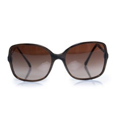 Chanel, square brown sunglasses with chain