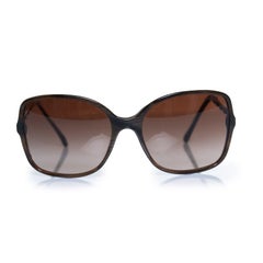 Chanel, square brown sunglasses with chain