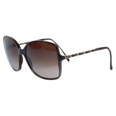 Chanel, square brown sunglasses with chain
