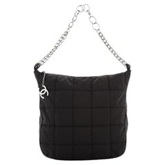 Chanel Square CC Charm Shoulder Bag Quilted Nylon Medium