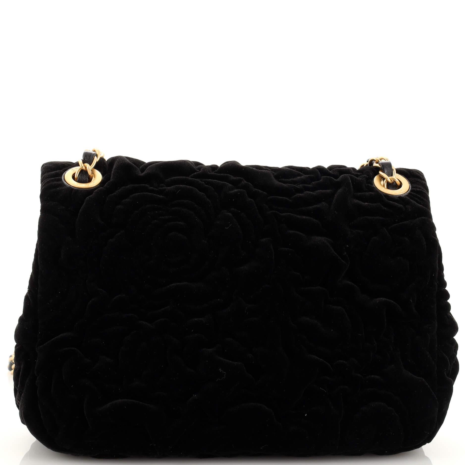 chanel velvet camellia bag
