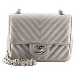 Chanel Square Classic Single Flap Bag Chevron Caviar Mini