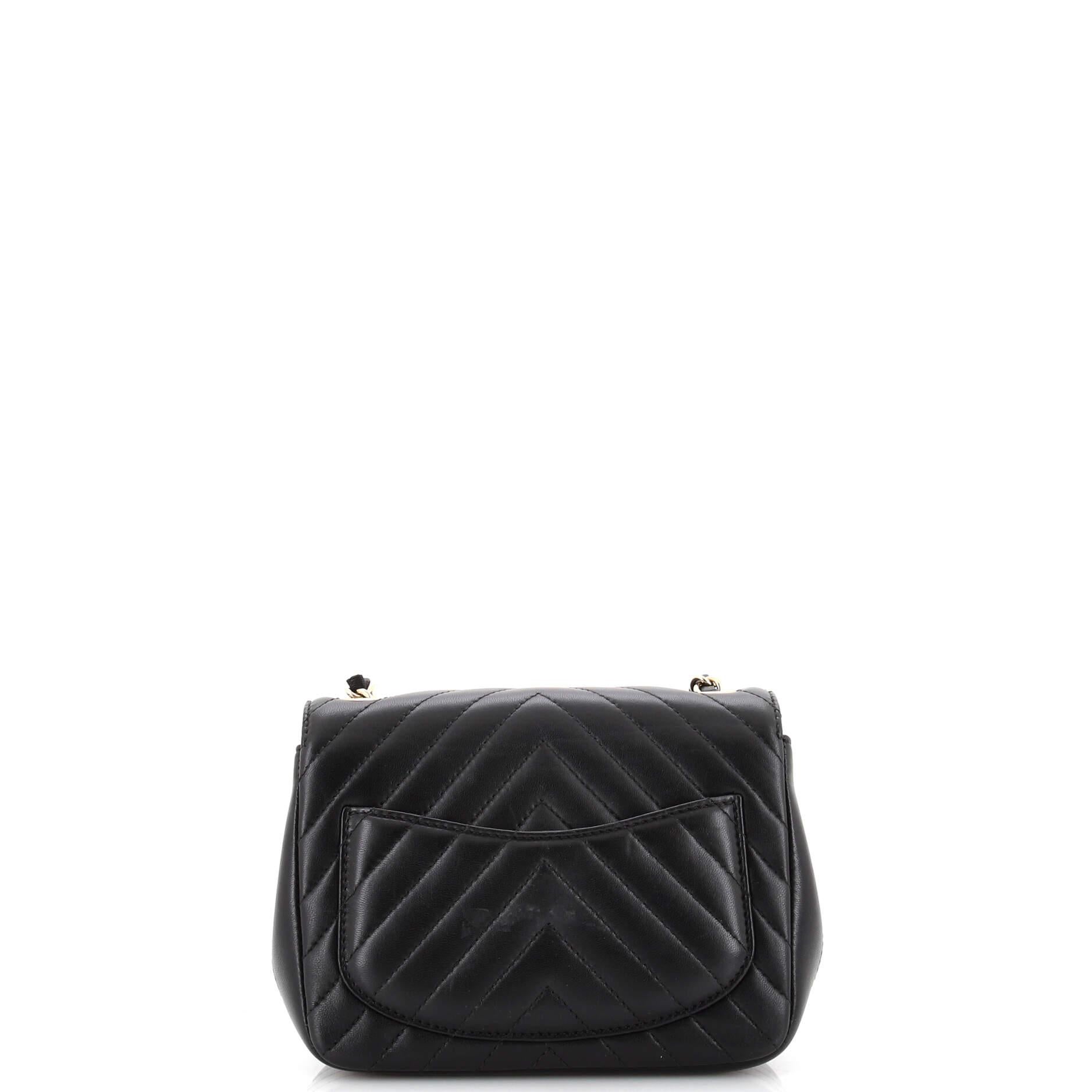Women's Chanel Square Classic Single Flap Bag Chevron Lambskin Mini