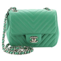 Chanel Square Classic Single Flap Bag Chevron Lambskin Mini