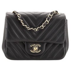 Chanel Square Classic Single Flap Bag Chevron Lambskin Mini