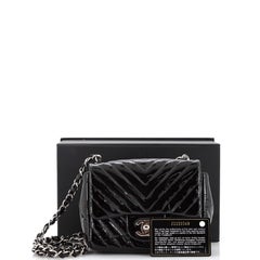 Chanel Square Classic Single Flap Bag Chevron Patent Mini