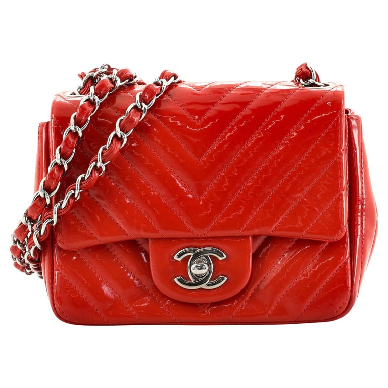 Chanel Classic Double Flap Bag Chevron Crumpled Metallic Patent Small at  1stDibs