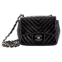 Chanel Square Classic Einzelne Klappe Tasche Chevron Patent Mini