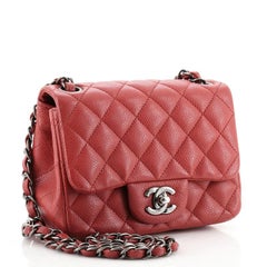 Chanel Square Classic Single Flap Bag Quilted Caviar Mini