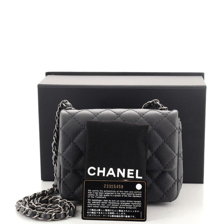 Chanel Square Classic Single Flap Bag Quilted Caviar Mini For Sale at ...