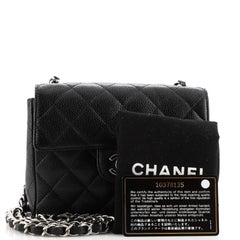 Chanel Square Classic Single Flap Bag Quilted Caviar Mini