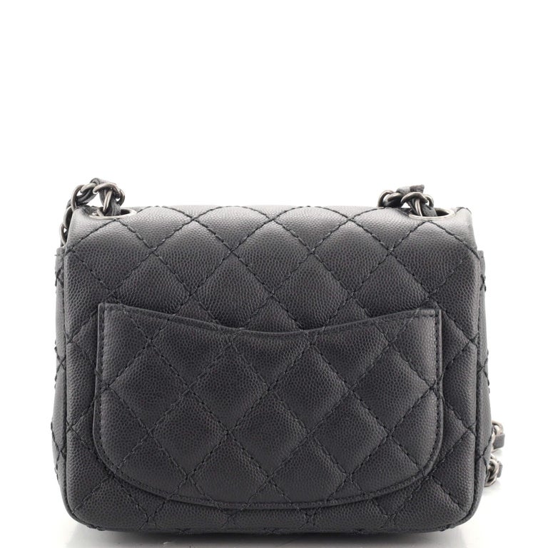 Chanel Square Classic Single Flap Bag Quilted Caviar Mini For Sale at ...