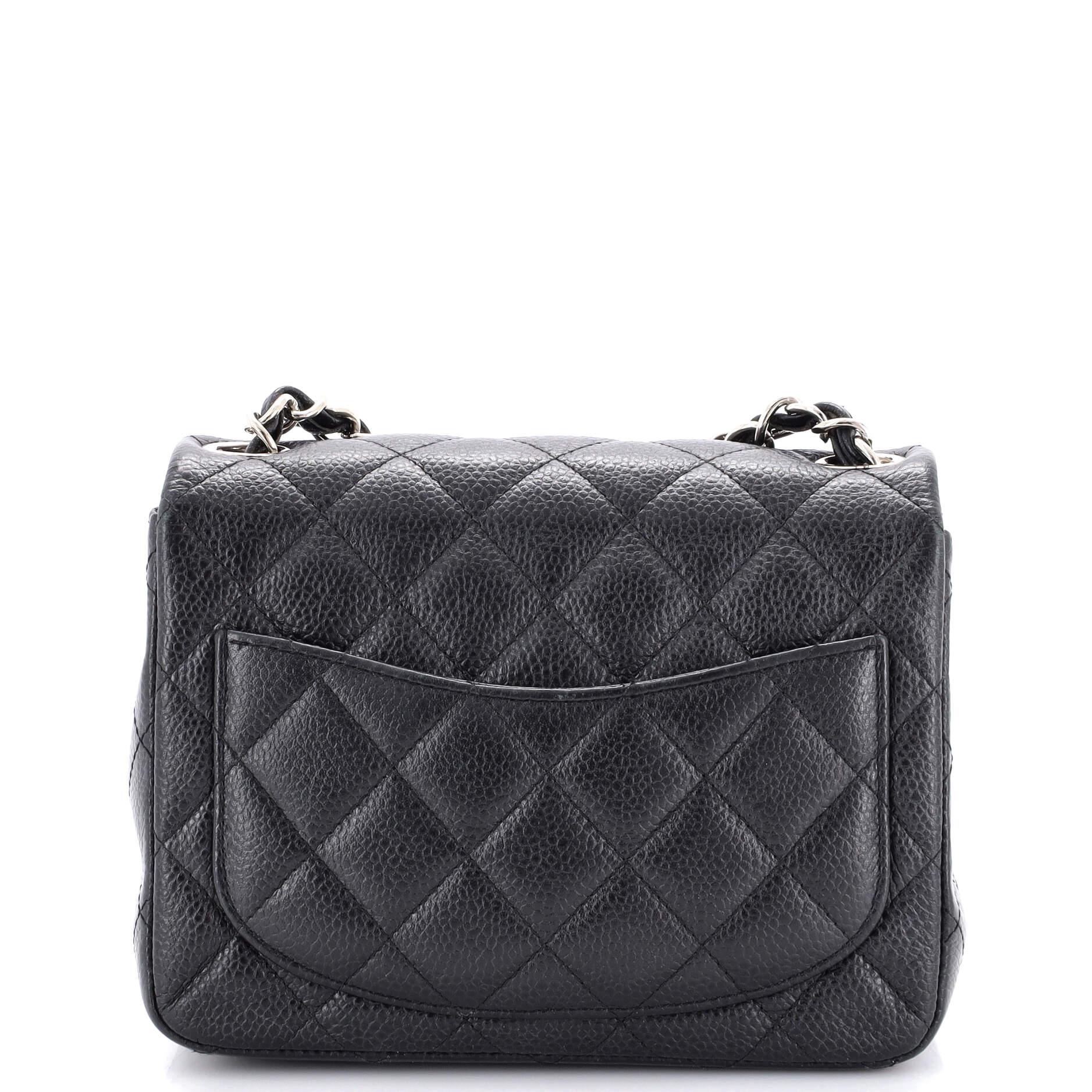 Women's Chanel Square Classic Single Flap Bag Quilted Caviar Mini
