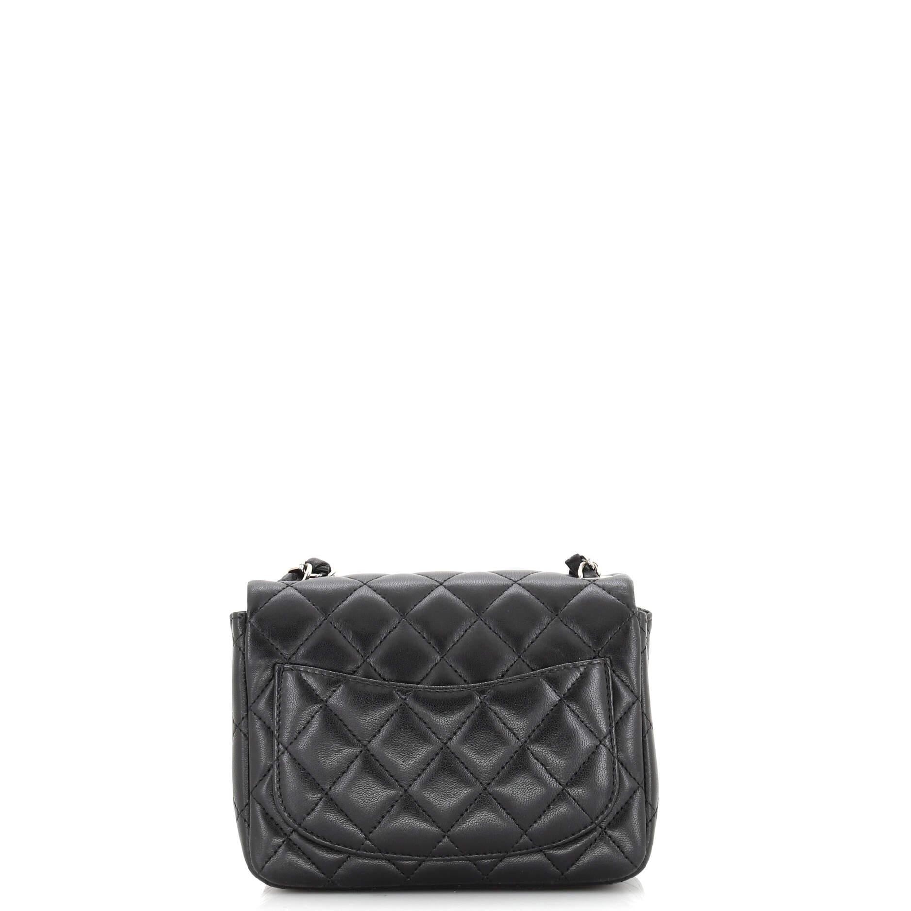 Women's or Men's Chanel Square Classic Single Flap Bag Quilted Caviar Mini